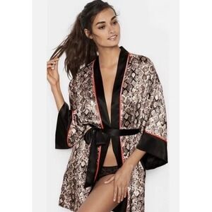 VICTORIA'S SECRET Satin Robe Snake Reversible‎ Kimono Sleepwear Women's XS/S